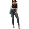 True Religion Women’s Jennie Big T Flap MID Rise Super Skinny Jeans in Dark Smoky Wash(Dark Smoky Wash)