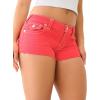 True Religion Women’s Joey Low-Rise Short Flap Shorts – Scarlet Sage | Denim Shorts with Flap Pockets(Scarlet Sage)
