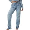 True Religion Women’s Ricki Relaxed Straight Super QT Stitch Jeans with Flap Pockets(Horizon Henge)
