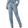 True Religion Women’s Ricki Relaxed Straight Super QT Stitch Jeans with Flap Pockets(Horizon Henge)