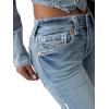 True Religion Women’s Ricki Relaxed Straight Super QT Stitch Jeans with Flap Pockets(Horizon Henge)