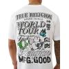 True Religion World Tour Tee – Men’s Graphic T-Shirt – Short Sleeve Cotton Crewneck Logo Top(Optic White)