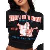True Religion Anniversary Big T Shrunken Zip Hoodie for Women(Jet Black)