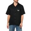 True Religion Men’s Graphic Short Sleeve Camp Shirt – Button-Up Relaxed Fit Casual Shirt(Jet Black)
