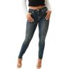True Religion Women’s Jennie Big T Flap MID Rise Super Skinny Jeans in Dark Smoky Wash(Dark Smoky Wash)