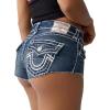 True Religion Women’s Spicy Short Flap Super T Shorts – Moon Daisy | Denim Shorts with Contrast(Moon Daisy)