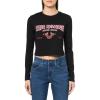 True Religion Women’s Western Logo Rib Baby Tee(Jet Black)