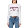 True Religion Women’s Western Logo Rib Baby Tee(Optic White)