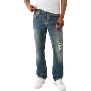 True Religion Men’s Ricky Super T Flap Jeans – Flap Back Pockets(Dark Dusty Trail Wash)