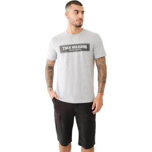 True Religion Men’s Ss Frayed Arch Tee(Heather Grey)