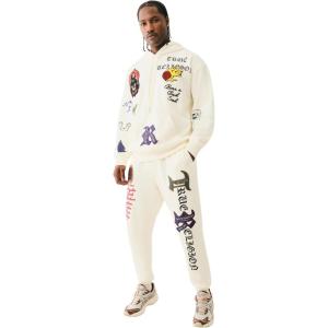 True Religion Men’s patch Embro Hoodie(Winter White)