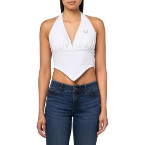 True Religion Women’s Bandeau Halter Crop Top(Optic White)