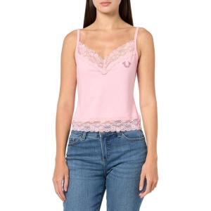 True Religion Women’s Hs Crystal Embroidery Lace Tank​(Candy Pink)