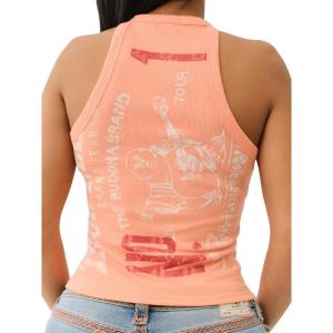 True Religion Women’s Og Logo Halter Tank​(Desert Flower)