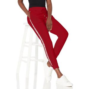 True Religion Women’s Ticker Graphic Mid Rise Jogger Sweatpant(Red Dahlia)