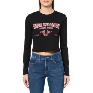 True Religion Women’s Western Logo Rib Baby Tee(Jet Black)