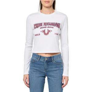 True Religion Women’s Western Logo Rib Baby Tee(Optic White)