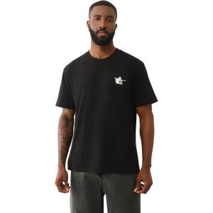 True Religion World Tour Tee – Men’s Graphic T-Shirt – Short Sleeve Cotton Crewneck Logo Top(Jet Black)