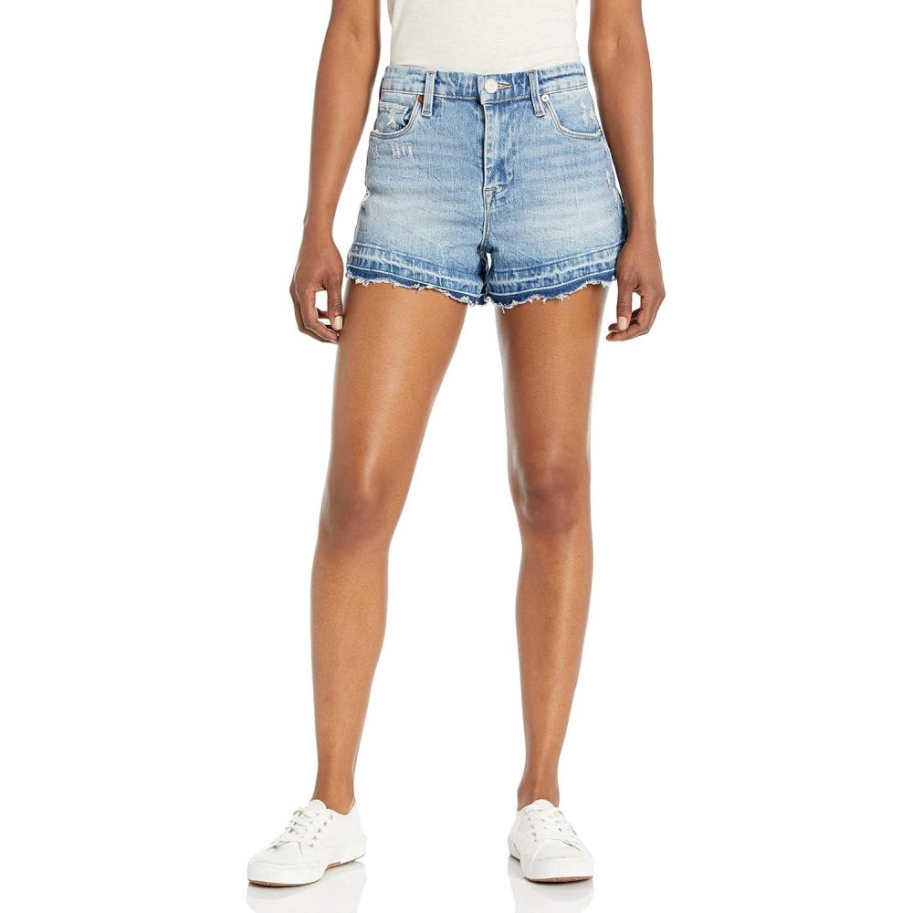 imageTrue Religion Womens Riley Big T Rolled Hem ShortMedium Wash
