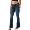 True Religion Womens Studded Joey Low Rise Seamed Flare Jean(Heather Blue/Black Wash)