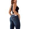 True Religion Womens Studded Joey Low Rise Seamed Flare Jean(Heather Blue/Black Wash)