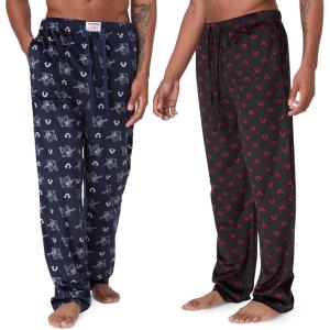 True Religion 2 Pack Fleece Pajama Pants for Men, PJ Pants Men’s Sleepwear(Asst 2)