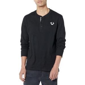 True Religion Mens Ls Branded Henley(Jet Black)