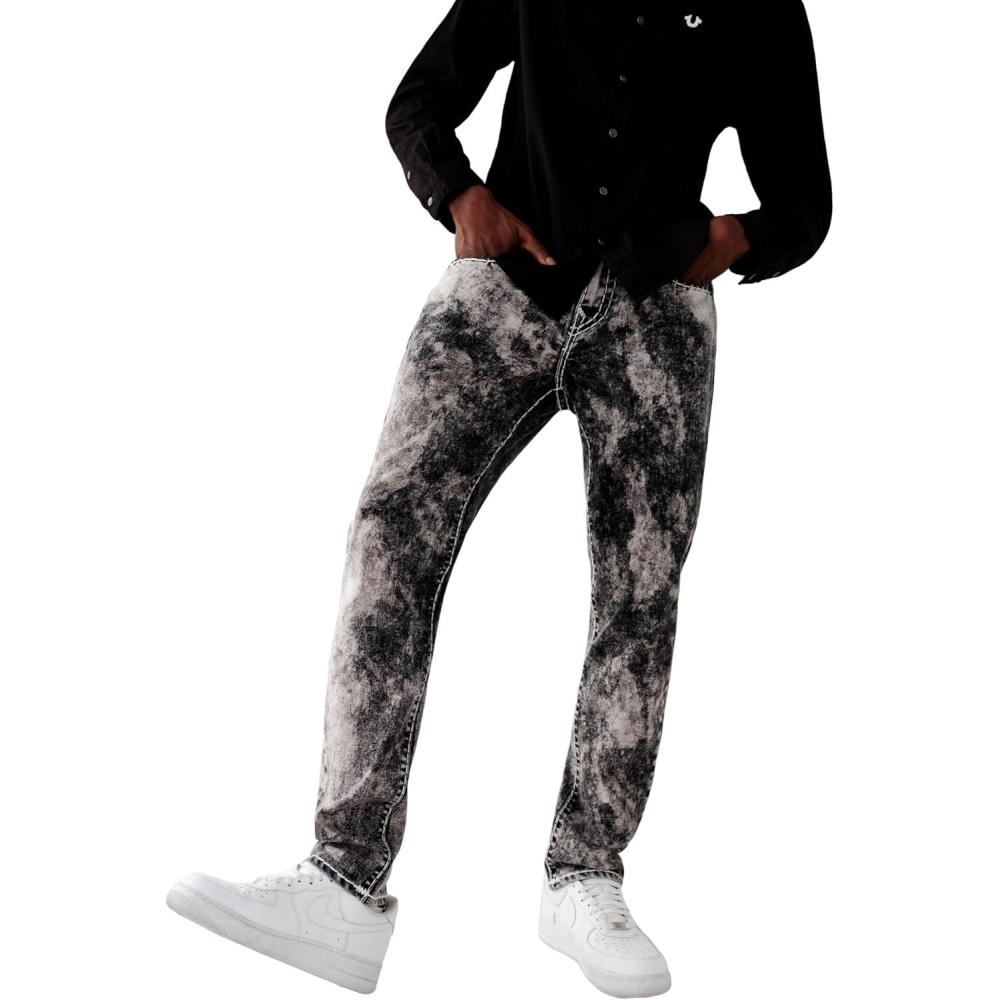 imageTrue Religion Mens Rocck Super T No Flap 32quot InseamRoaring Black W Destroy Wash