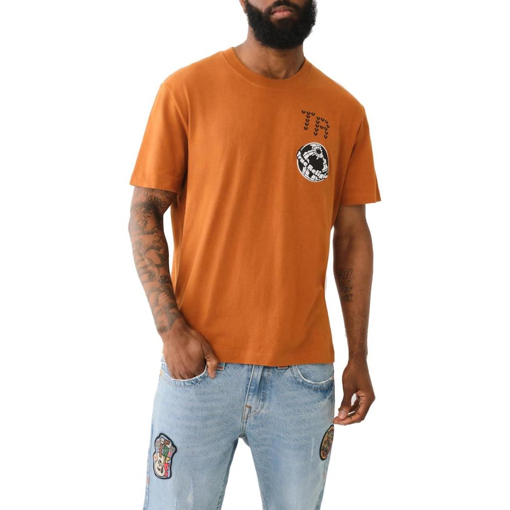 imageTrue Religion Mens Ss Multi Graphic TeeCaramel Caf