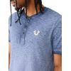 True Religion mens Ss Dyed Embro Henley(Dress Blue)