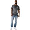 True Religion mens Ss Dyed Embro Henley(Jet Black)