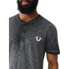True Religion mens Ss Dyed Embro Henley(Jet Black)