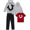 True Religion Boys Clothing Set 3 Piece Boys Sweatshirt Jeans and T-Shirt Jogger Set for Kids