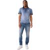 True Religion mens Ss Dyed Embro Henley(Dress Blue)