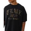 True Religion Men’s Forest Camo Oversized Tee – Short Sleeve Crewneck Graphic T-Shirt(Jet Black)
