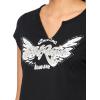 True Religion Women’s Crystal Wing V Notch Tee(Jet Black)
