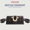 True Religion Women’s Shoulder Bag Purse, Mini Flap Crossbody Handbag with Horseshoe Logo(Black)