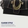True Religion Women’s Shoulder Bag Purse, Mini Flap Crossbody Handbag with Horseshoe Logo(Black)