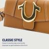 True Religion Women’s Shoulder Bag Purse, Mini Flap Crossbody Handbag with Horseshoe Logo(Cognac)