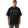 True Religion Men’s Forest Camo Oversized Tee – Short Sleeve Crewneck Graphic T-Shirt(Jet Black)