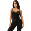 True Religion Womens Hs Crystal Embroidery Lace Tank​(Jet Black)
