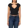 True Religion Women’s Keyhole Cap Sleeve Top(Jet Black)