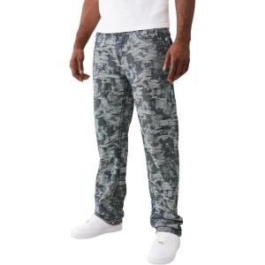 True Religion Men’s Jacquard Bobby Super T Flap Jeans 32″ Inseam – Relaxed Bootcut Denim with Patterned Finish(Midnight Rider Dark Wah)