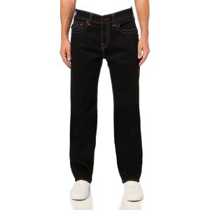 True Religion Men’s Ricky Quadriple Logo Super T Flap Jeans(Black Rinse)