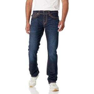 True Religion Mens Ricky Super T Straight Flap Jean(Giza Dark Wash)