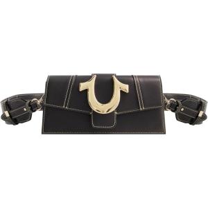 True Religion Women’s Shoulder Bag Purse, Mini Flap Crossbody Handbag with Horseshoe Logo(Black)