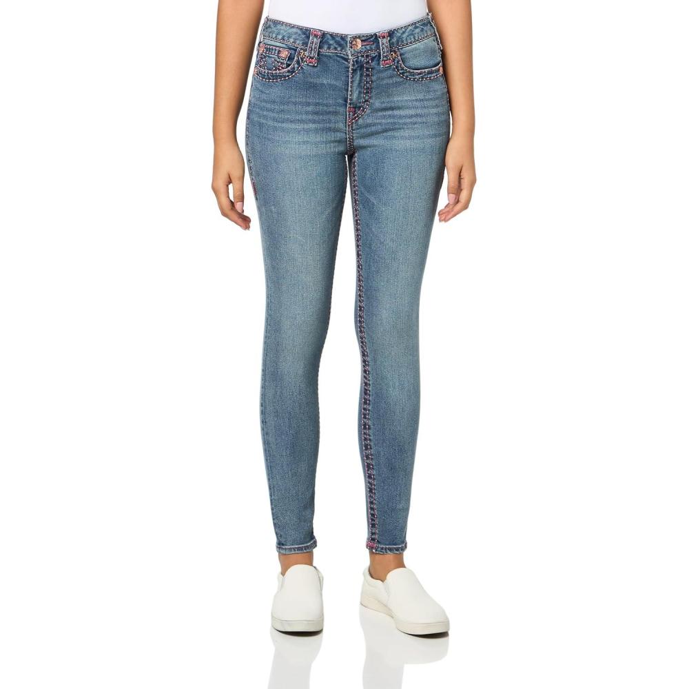 imageTrue Religion Womens Jennie MID Rise Skinny Pick Stitch Super T Jeans in Alondra WayAlondra Way