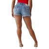 True Religion Women’s Jennie Mid-Rise Flap Short – California Poppy | Curvy Fit Denim Shorts with Button-Flap