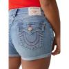 True Religion Women’s Jennie Mid-Rise Flap Short – California Poppy | Curvy Fit Denim Shorts with Button-Flap
