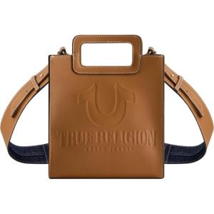 True Religion Women’s Tote Bag, North South Travel Purse Handbag with Adjustable Shoulder Strap and Horseshoe Motif(Cognac)